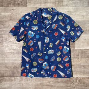 Tucker + Tate Graphic Button Up Shirt Baby Boys Size 5 Short Sleeve Blue
